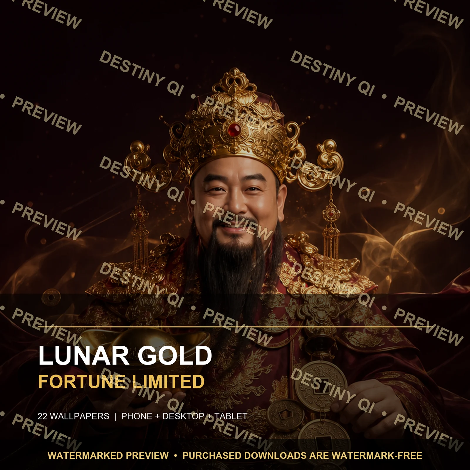 Lunar Gold Fortune Wallpaper Pack