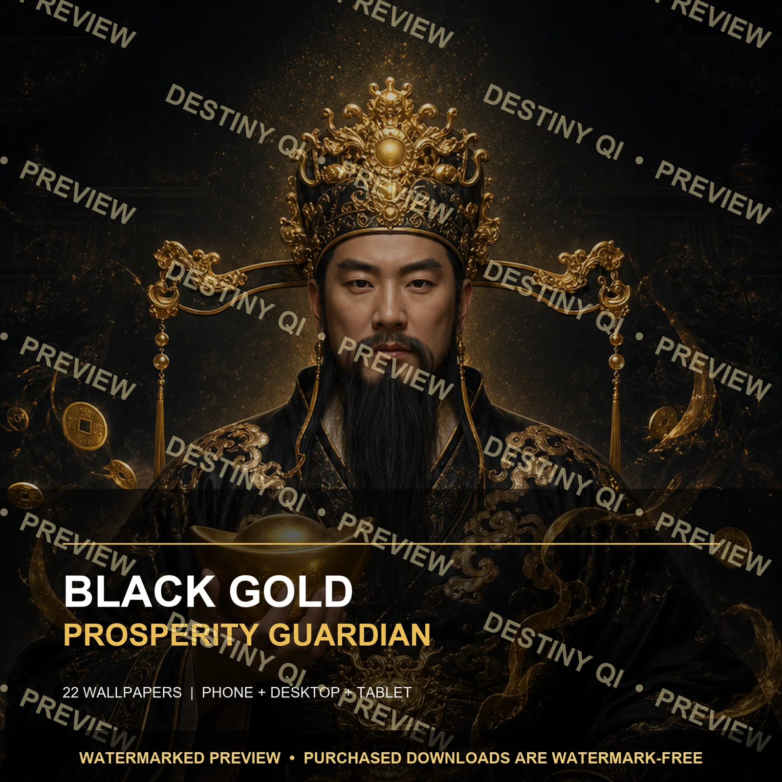 Black Gold Prosperity Guardian Wallpaper Pack